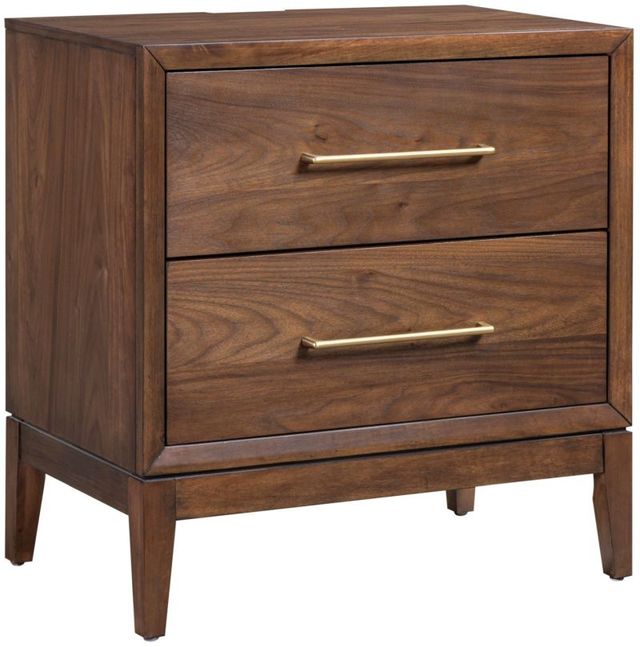 aspenhome® Jasper Modern Walnut 2-Drawer Nightstand-0