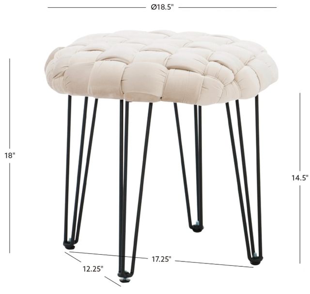 Powell® Scarlet Cream Round Ottoman Stool-2