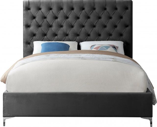Meridian Furniture Cruz Grey Velvet Full Bed-3
