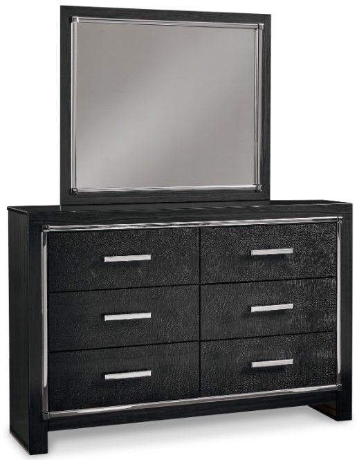 Signature Design by Ashley® Kaydell 5-Piece Black Queen Upholstered Storage Panel Bed Set-2