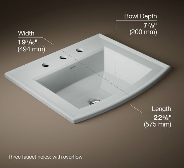 Kohler Archer® Ice Grey 22.75" Rectangular Drop-In Bathroom Sink-3