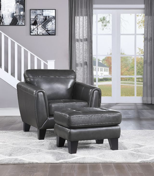 Homelegance® Spivey Dark Gray Leather Ottoman-1