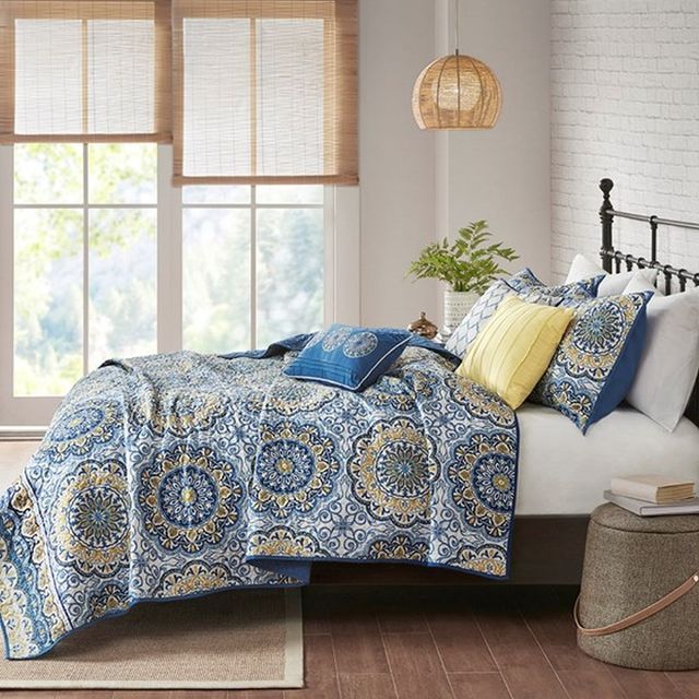 Olliix by Madison Park Tangiers 6 Piece Blue Full/Queen Reversible Coverlet Set-3
