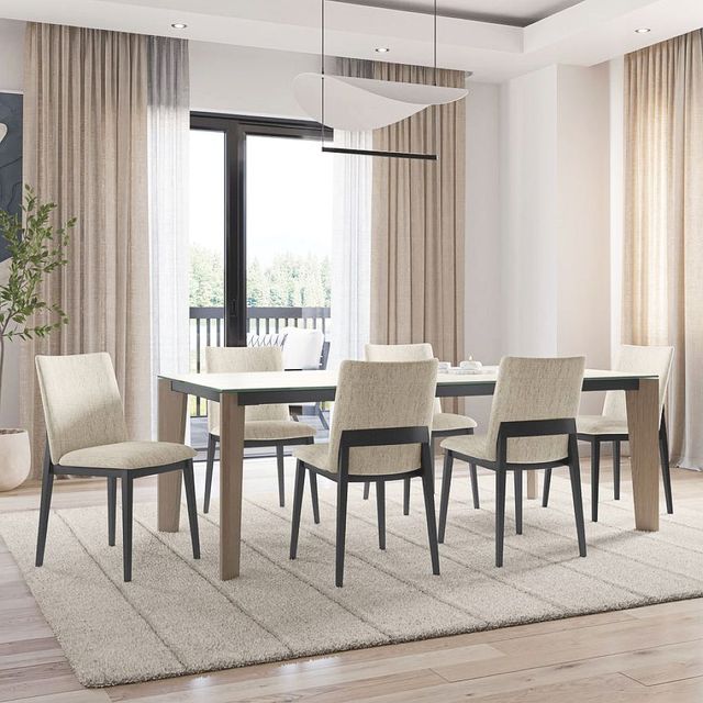 Amisco Customizable Fabiola 84" Rectangular Dining Table with 0.5" White Glass Top-3