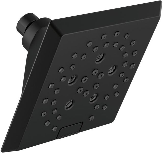 Delta Universal Showering Matte Black H2Okinetic® 5-Setting Angular Modern Raincan Shower Head-0