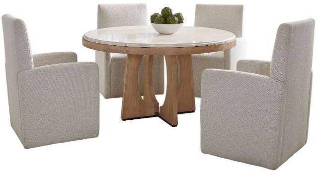Parker House® Escape 5-Piece Glazed Natural Oak Mirage Mist Dining Set with Caster Chairs-0