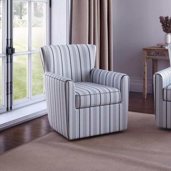 Jofran Inc. Blakely Blue Swivel Accent Chair-1