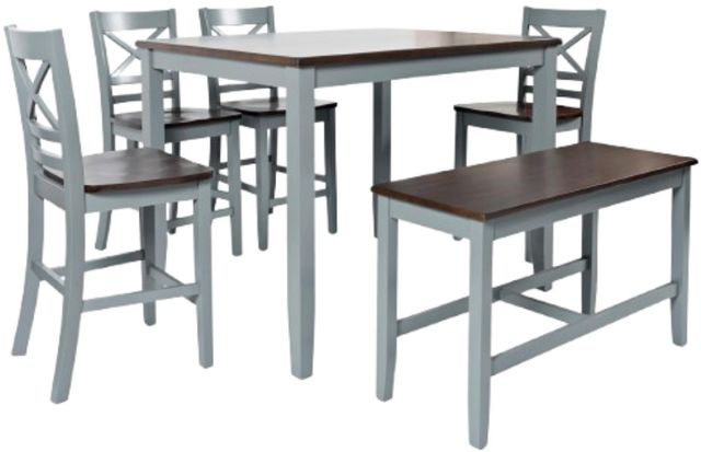 Jofran Inc. Asbury Park 6-Piece AP Gray/Autumn Brown Counter Dining Set-0