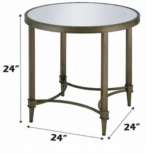 ACME Furniture Aditya Mirrored End Table with Antique Brass Base-2
