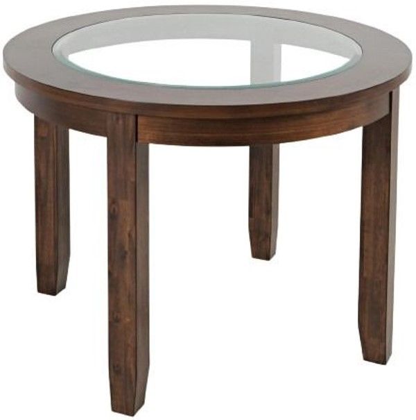 Jofran Inc. Urban Icon Glass Top Round Dining Table with Merlot Base-0