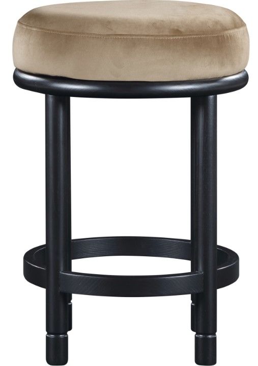 Meridian Furniture Monette Beige/Black Velvet Upholstered Counter Stool-1
