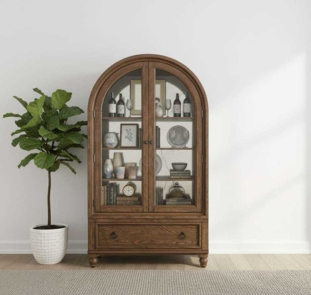 Liberty Furniture Americana Farmhouse Black/Dusty Taupe Arched Display Cabinet-1