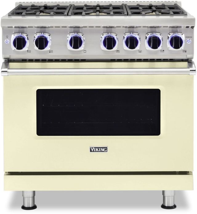 Viking® 7 Series 36" Vanilla Cream Pro Style Natural Gas Range-0