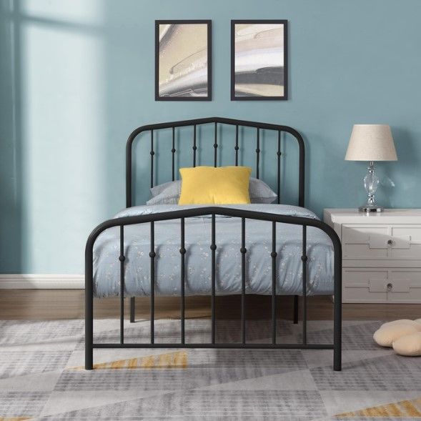 Milton Greens Stars Black Twin Arc Metal Platform Bed-2