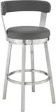 Armen Living Bryant Brushed Stainless Steel/Gray Swivel Counter Stool-0