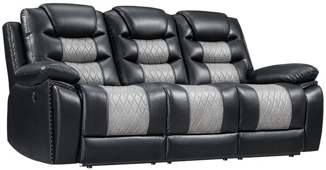 New Classic® Home Furnishings Nikko Black/Gray Power Reclining Sofa-0