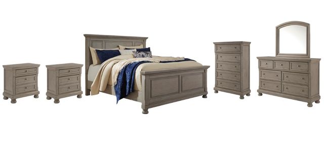 Signature Design by Ashley® Lettner 6-Piece Light Gray Queen Panel Bed Set-0