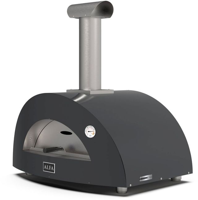 Alfa Moderno 2 Pizze 38" Ardesia Gray Wood Pizza Oven-2