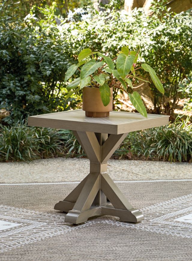 Signature Design by Ashley® Laguna Heights Beige Aluminum/Porcelain Outdoor End Table-1