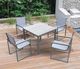 Armen Living Bistro 2-Piece Gray/White Aluminum/Textilene Outdoor Dining Arm Chair Set-2