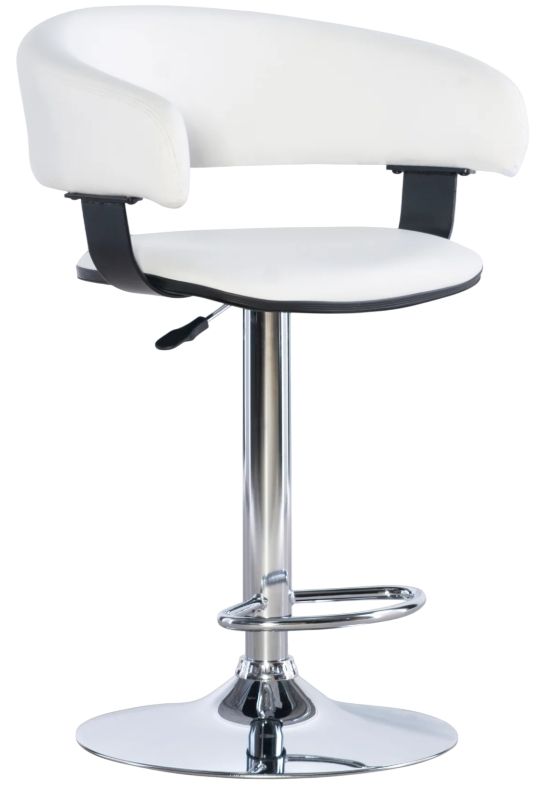 Powell® Devan Chrome/White Adjustable Barrel Bar Stool-0