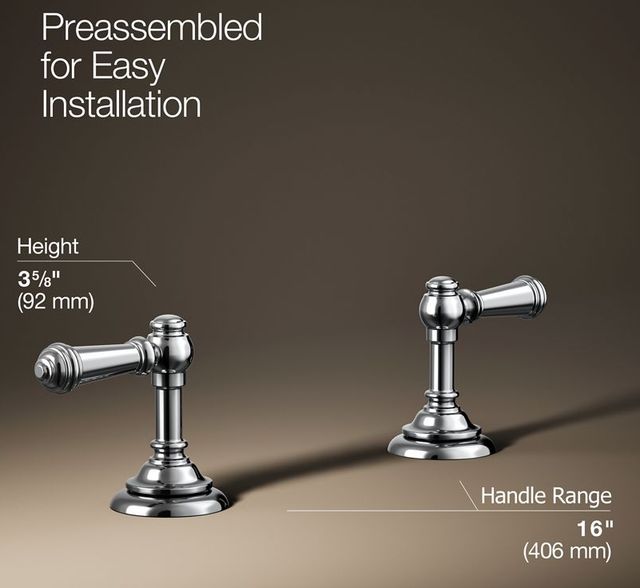 KOHLER® Artifacts® Polished Chrome Lever Bathroom Sink Faucet Handles-2