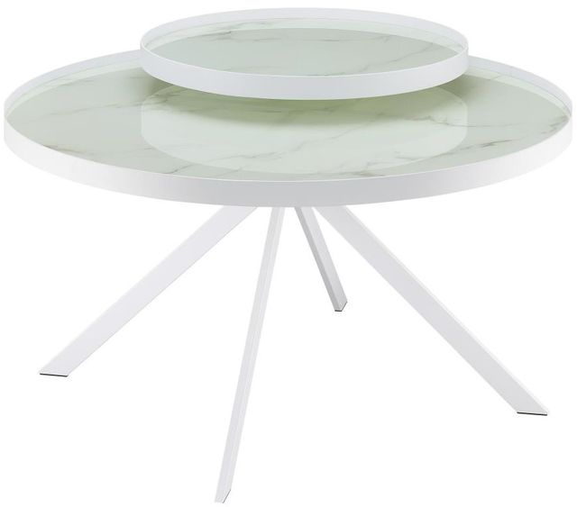 Coaster® Briggs 2-Piece Marble Printed Glass Top Occasional Table with White Base Set-3