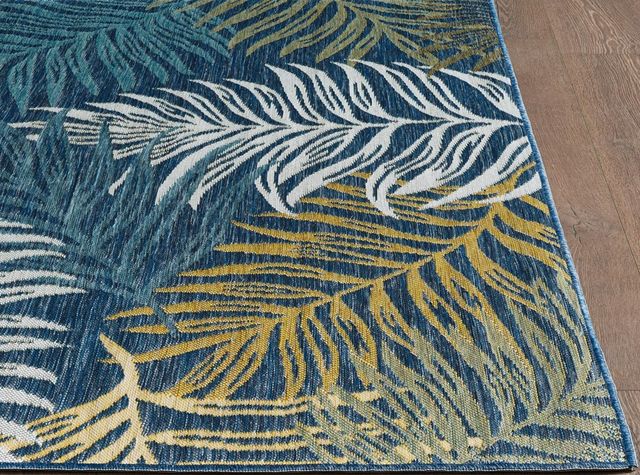KAS Rugs Dahlia Ivory Blue Palms 5'x7' Area Rug-3