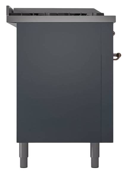 Ilve® Nostalgie II Noblesse 60'' Blue Gray Pro Style Dual Fuel Range with Copper Trim-2