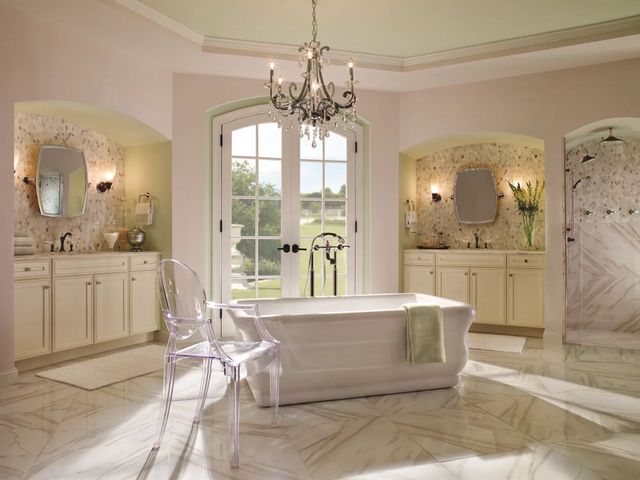 Brizo Traditional Brilliance® Polished Nickel Floor Mount Tub Filler Risers-1