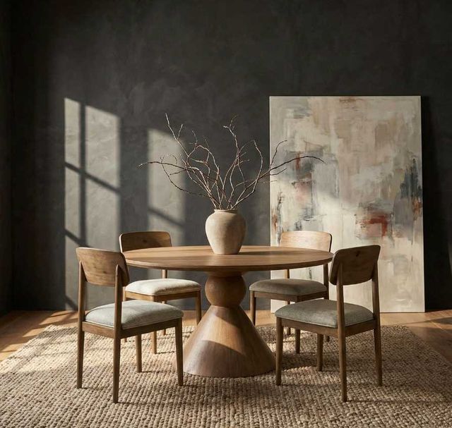 Liberty Furniture Briarcrest 5-Piece Taupe/Tobacco Round Optional Pedestal Dining Table Set-1