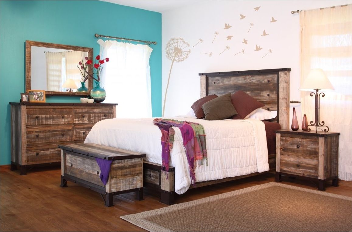 International Furniture Direct Stone Wood Bed - Thumbnail 4