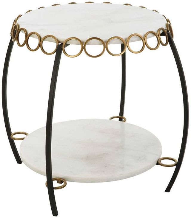 Uttermost® Chainlink White Side Table with Matte Black Frame-0