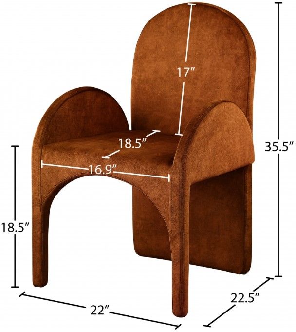 Meridian Furniture Summer Cognac Upholstered Dining Arm Chair-2