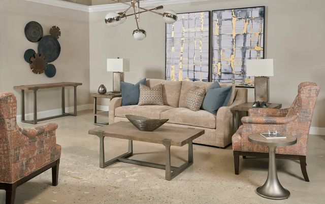 Hammary® Timber Forge Light Brown Rectangular Coffee Table with Aged Natural Silver Base-2