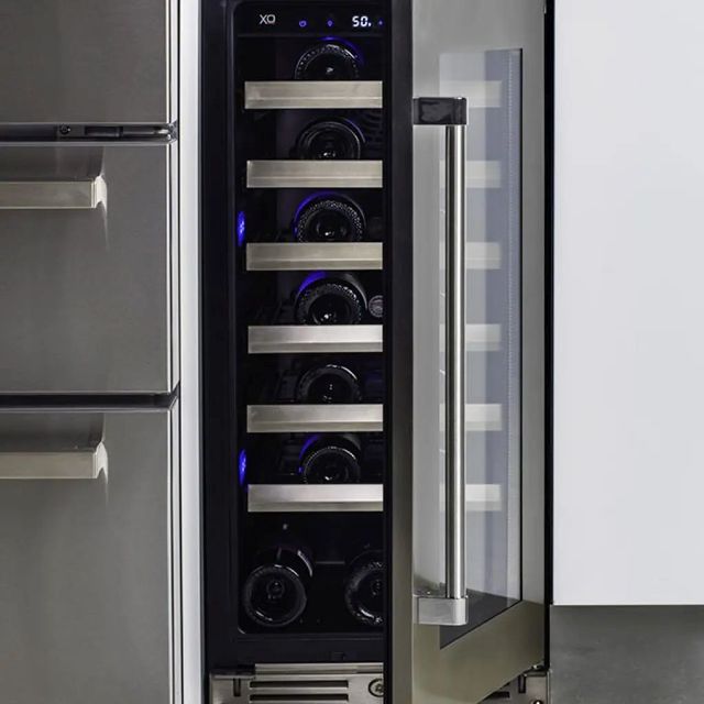XO 15" 3.3 Cu. Ft. Black Stainless Steel Built-In Wine Cooler with Right Hinge Glass Door-1