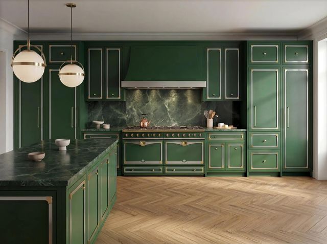 La Cornue CornuFé 90 Albertine 36" Brands Hatch Green Pro Style Dual Fuel Range with Polished Brass Trim-2