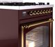 Ilve® Nostalgie II Noblesse 30" Burgundy Pro Style Dual Fuel Range with Brass Trim-4