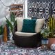 Linon Reza Dark Brown/Off-white Aluminum/Fabric/Resin Outdoor Snuggle Chair-1