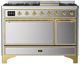 Ilve® Majestic III 48" Stainless Steel Pro Style Dual Fuel Natural Gas Range with 8 Burners and Brass Trim-0