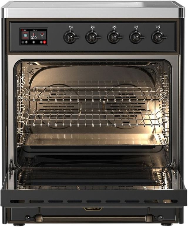 Ilve® Majestic III 30" Graphite Matte Pro Style Induction Range with Triple Glass Door and Burnished Trim-1