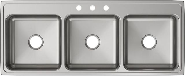 Elkay Lustertone® Classic Lustrous Satin 54" x 22" x 10-1/8" 3-Hole Triple Bowl Drop-In Sink-1