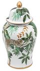 A & B Home Green/White Leaf Pattern Ginger Jar-0