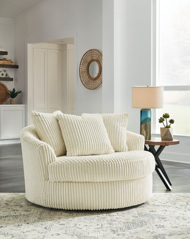 Signature Design by Ashley® Lindyn Ivory Oversized Swivel Accent Chair-4