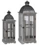 A & B Home 2-Piece Gray Urban Scape Lantern Set-0