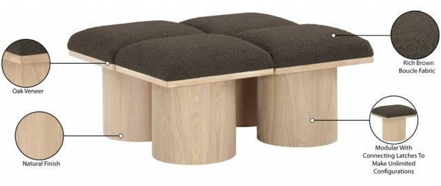 Meridian Furniture Pavilion 4-Piece Brown/Natural 36" Modular Bench Set-3