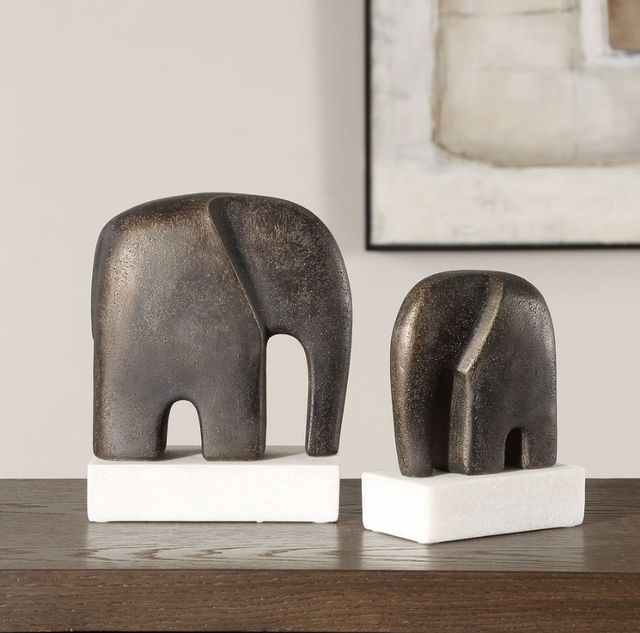 Uttermost® Timeless Tusk 2-Piece Antique Bronze/White Sculpture Set-2
