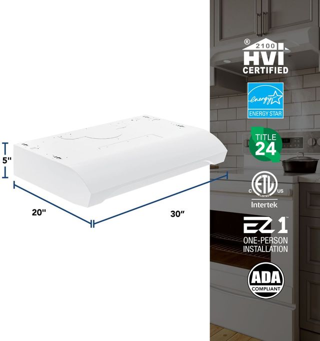 Broan® Alta 1 Series 30" White Under Cabinet Range Hood-1