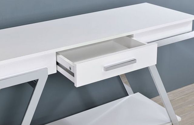 Furniture of America® Titus White Sofa able with Chrome Accent -2