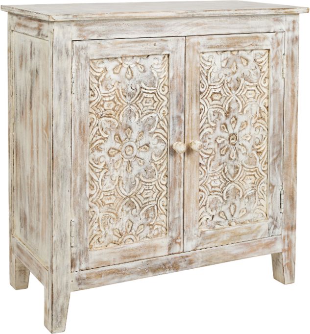 Jofran Inc. Global Archive Chloe Weathered White Accent Cabinet-0